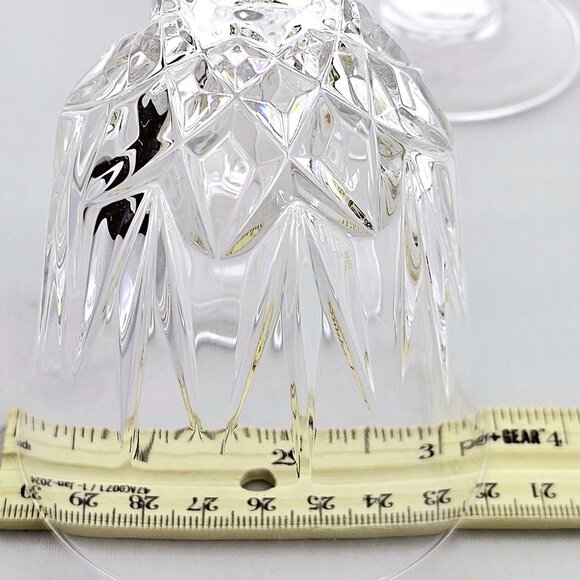 4 Capri Crystal Wine Glasses 7" notched ball stem toasting goblets vtg - Picture 7 of 7